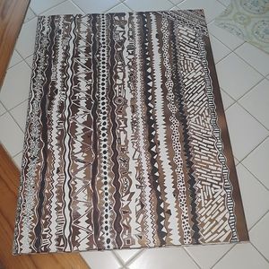 Stripe art canvas art brown geometric design wall art white hanging decor